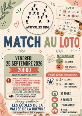 Match au loto de l'association Acti'Vallée Kids